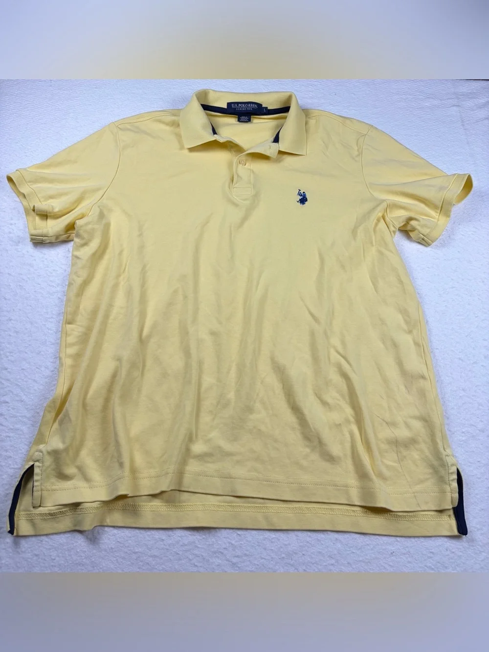 U.S. Polo Assn. Pale Yellow Short-Sleeve‎ Polo with Navy Logo